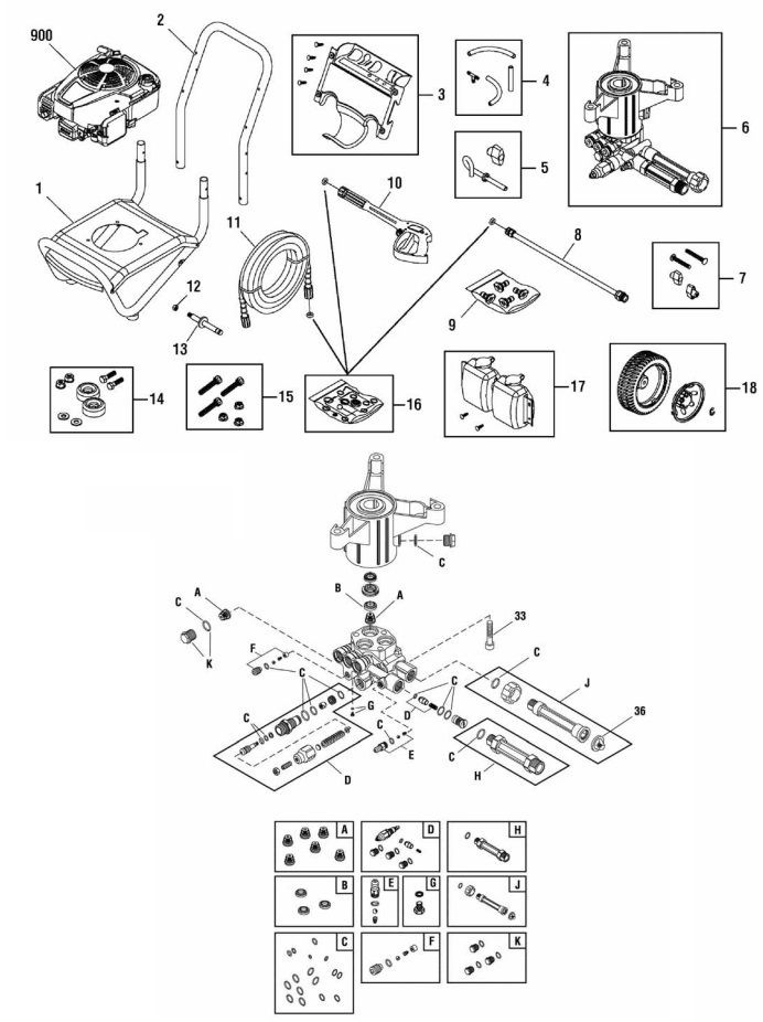 Briggs & Stratton POWERBOSS 020468 POWERBOSS Pressure Washer replacement Parts Pressure Washer replacement Parts, Pump, Breakdown & Owners Manual